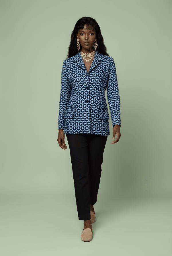 Blazer en brocart bleu "Estelle"