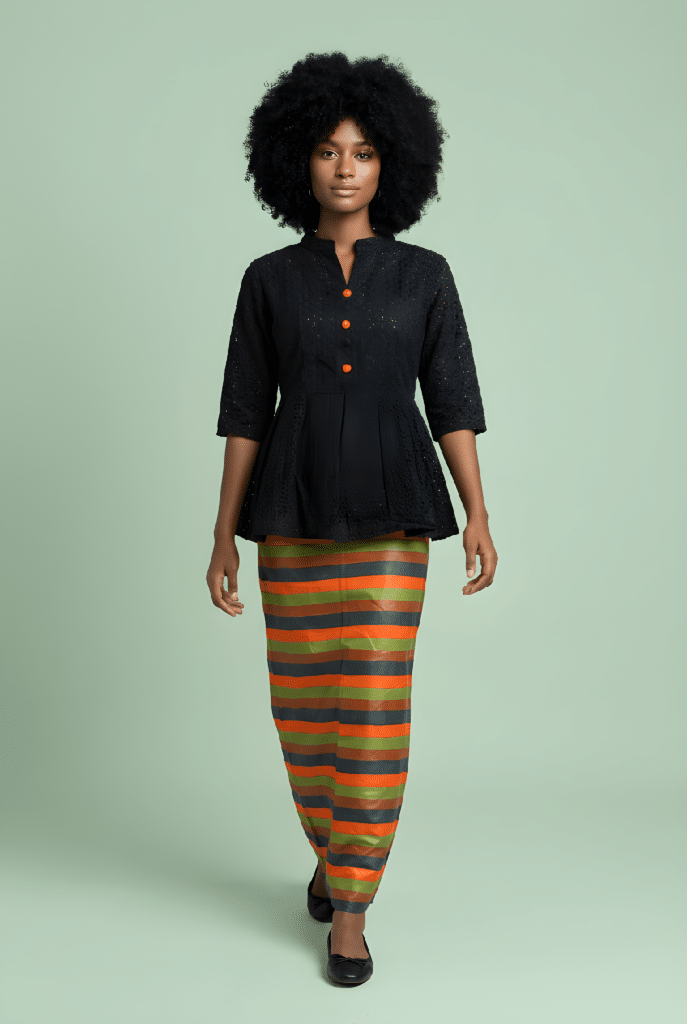 Taille basse wax et brodé