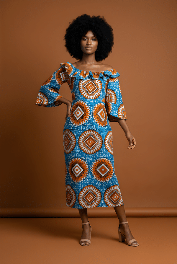 Robe en wax épaules dénudées