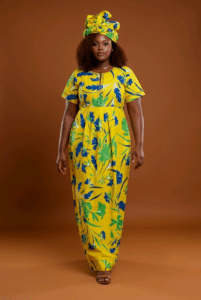 Robe en wax fleuri